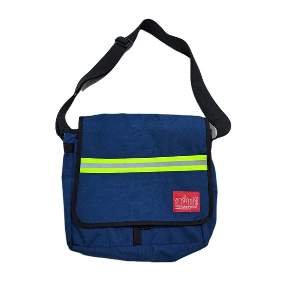 Manhattan Portage Messenger Bag Blue Biker Reflective Stripe Cordura Canvas - Picture 1 of 7
